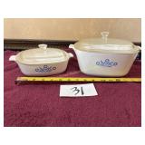 2 Cornflower Corning Ware Casserole Dish