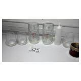 3 Stemless Wine Glasses, USA Brown Drip Mug, 2