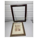 Decorative Antique Wood Frame, Flowers in Vase