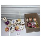 Box of ribbon various colors, patterns