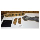 "Coffee" Shelf Sitter, Chalkboard Sign,
