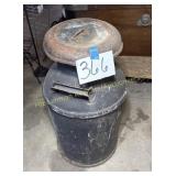 Antique Milk Can, Black Painted, Slit in Top