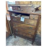 Oak Antique Dresser with mirror, 7 drawers
