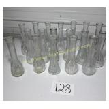 Lot of 18 clear glass bud vases