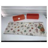 2 Orange Ceramic Rectangle Planters, Fall Table