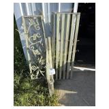 Green metal bench, primitive, painted