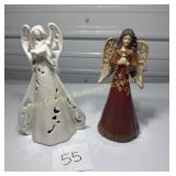 2- Angel figurines one is battery operated lit