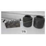 2 Metal Lanterns, Snowflake Metal Cutout Vase