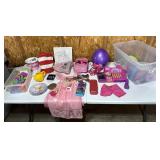 Tote of Little Girls Toys Cars, buckets,