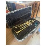 Trumpet musical instrument in case