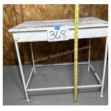 Primitive Wood and Metal White Chippy Paint Table