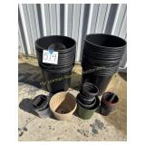 Lot of 2 gallon flower pots, misc.