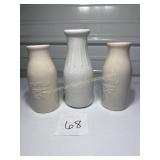 V&S Houseware 3- white milk bottle vases