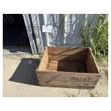 Wood crate, with flower forms, metal