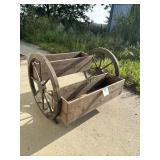 Wooden Flower Cart Wagon Wheel 24"Tall, 31" W