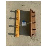 2 small wooden shelves with hanging pegs 18" &