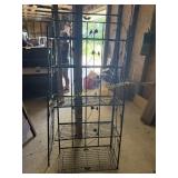 Fold up metal shelf decorative leaves Bakers Rack