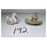 Lefton Swan Trinket Dish & Occupied Japan Cupid