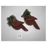 Pair of Rustic wooden Christmas Cardinals