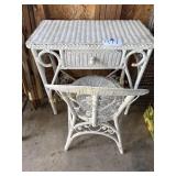 White wicker desk and chair