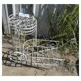 3 white metal plant stands, white metal
