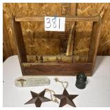 Wood Decorative Caddy, Primitive Stars, Nurse