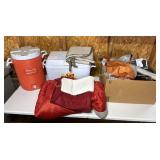 Rubbermaid Cooler, Tent, Air Pump with Blow up
