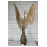 Tall Metal Floor Vase with Plumes