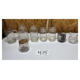 tote full of Mason jars, beer glass and small