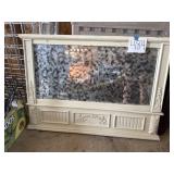 Ornate ivory painted mirror, primitive style