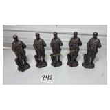 5 Bronze Finished Bird Hunter Figurines