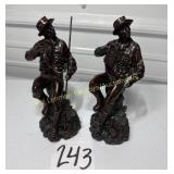 Napco Imports 2 Bronze Fishing Figurines