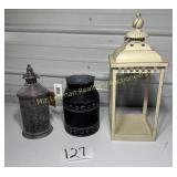Ivory Napco lantern, Oak Street metal silver