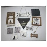 Lot of 10 Wood Dog decor shelf sitters, plaques,