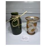Autumn Leaf crackle vase, green jar with