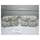 Heavy white tea light holders (pair)