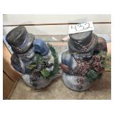 Pair of outdoor cement Snowman