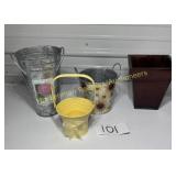 Lot of 4 Metal containers for florals Sunflower,