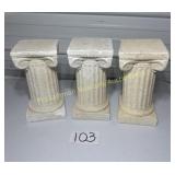 Lot of 3 Corinthian plant stands faux stone some
