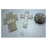 2- Resin Crosses Blessed, & Mercy, Peace and L