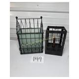 Dark metal and frosted glass lantern with a dark
