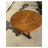 Small round Oak table 22" Tall, 26" Wide