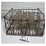 Antique Wire Milk Bottle Crate, 10 Antique U
