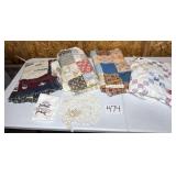 2 Quilt tops, Comforter, tea towel, small tapestry