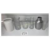 lot of 6 glass vases various sizes, patterns and