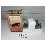 Old Time green farm tractor resin in box