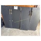 4 black painted cabinet doors, wood with brass