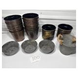 15-Metal embossed flower pots, 3- Mini resin
