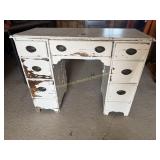 White Chippy Painted Wood Rustic Desk