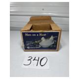 Indiana Glass Hen on Nest Top, White